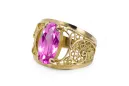 14K Yellow gold Amethyst Ring Vintage craft vrc057y